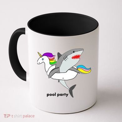 Pool Party Funny Shark in Unicorn Float Coffee Mug