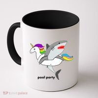 Pool Party Funny Shark in Unicorn Float Coffee Mug thumb 0