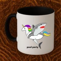 Pool Party Funny Shark in Unicorn Float Coffee Mug thumb 2