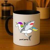 Pool Party Funny Shark in Unicorn Float Coffee Mug thumb 4