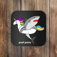 Pool Party Funny Shark in Unicorn Float Coaster thumb 0