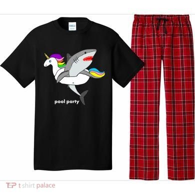 Pool Party Funny Shark in Unicorn Float Pajama Set