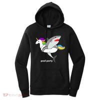 Pool Party Funny Shark in Unicorn Float Women's Hoodie thumb 0