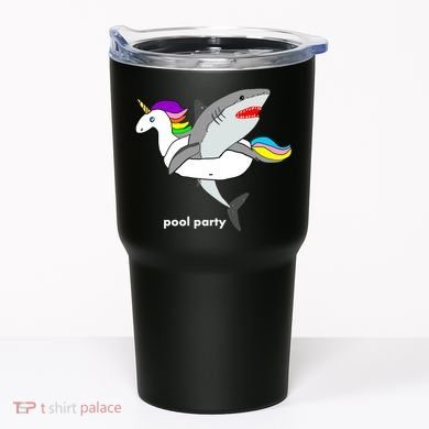 Pool Party Funny Shark in Unicorn Float Tumbler