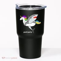 Pool Party Funny Shark in Unicorn Float Tumbler thumb 0