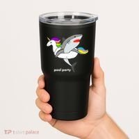 Pool Party Funny Shark in Unicorn Float Tumbler thumb 2