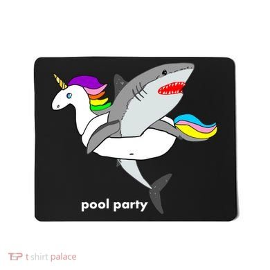 Pool Party Funny Shark in Unicorn Float Mousepad
