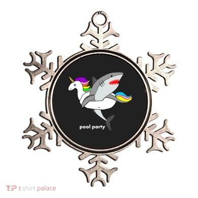 Pool Party Funny Shark in Unicorn Float Ornament
