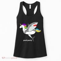 Pool Party Funny Shark in Unicorn Float Women's Tank Top thumb 0