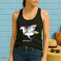 Pool Party Funny Shark in Unicorn Float Women's Tank Top thumb 2