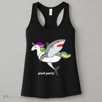 Pool Party Funny Shark in Unicorn Float Women's Tank Top thumb 3