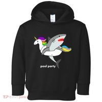 Pool Party Funny Shark in Unicorn Float Toddler Hoodie thumb 0