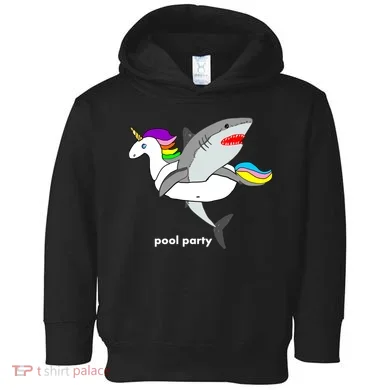 Pool Party Funny Shark in Unicorn Float Toddler Hoodie