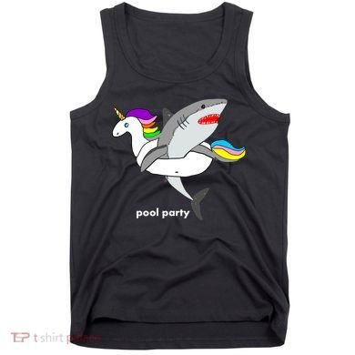 Pool Party Funny Shark in Unicorn Float Tank Top