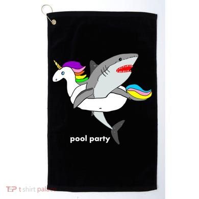 Pool Party Funny Shark in Unicorn Float Golf Towel