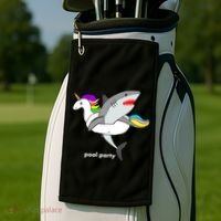 Pool Party Funny Shark in Unicorn Float Golf Towel thumb 2