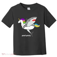 Pool Party Funny Shark in Unicorn Float Toddler T-Shirt thumb 0