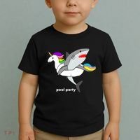 Pool Party Funny Shark in Unicorn Float Toddler T-Shirt thumb 2
