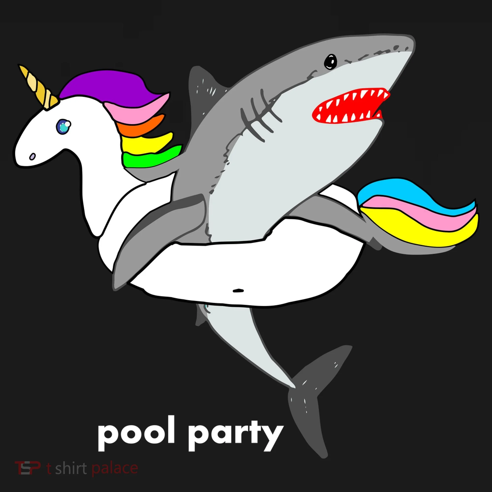 Pool Party Funny Shark in Unicorn Float Toddler T-Shirt