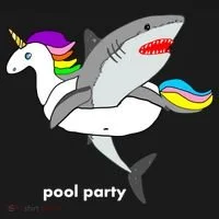 Pool Party Funny Shark in Unicorn Float Women's T-Shirt thumb 6