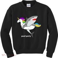 Pool Party Funny Shark in Unicorn Float Kids Sweatshirt thumb 0