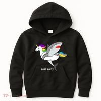 Pool Party Funny Shark in Unicorn Float Kids Hoodie thumb 0