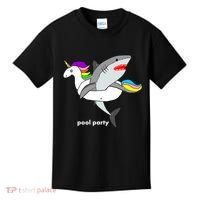 Pool Party Funny Shark in Unicorn Float Kids T-Shirt thumb 0