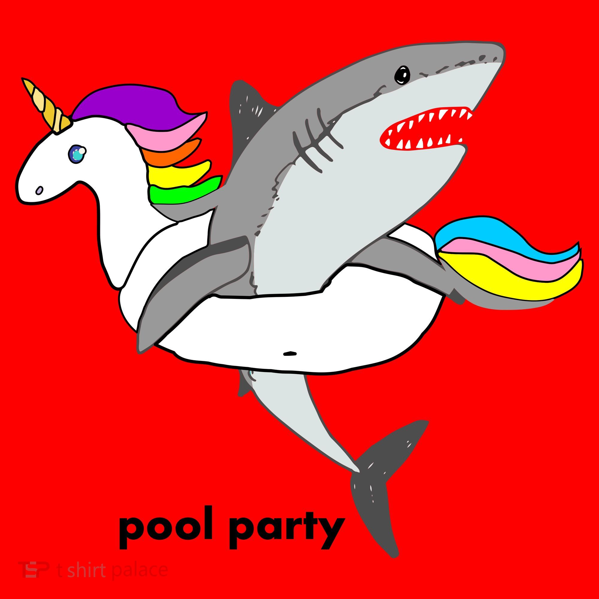 Pool Party Funny Shark in Unicorn Float Santa Hat