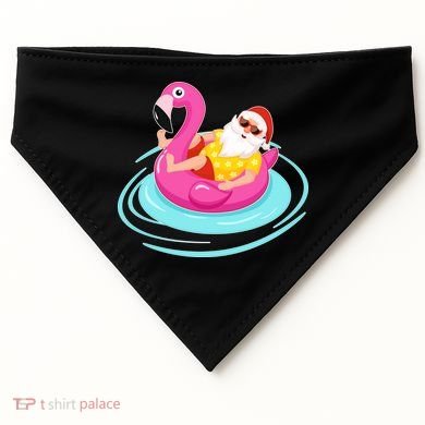 Pool Party Santa Christmas in July USA-Made Doggie Bandana