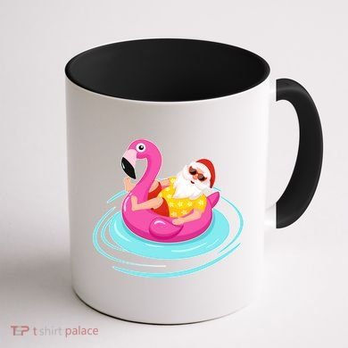 Pool Party Santa Christmas in July Coffee Mug back