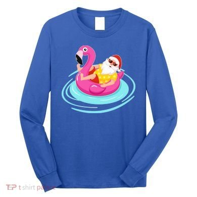 Pool Party Santa Christmas in July Long Sleeve Shirt