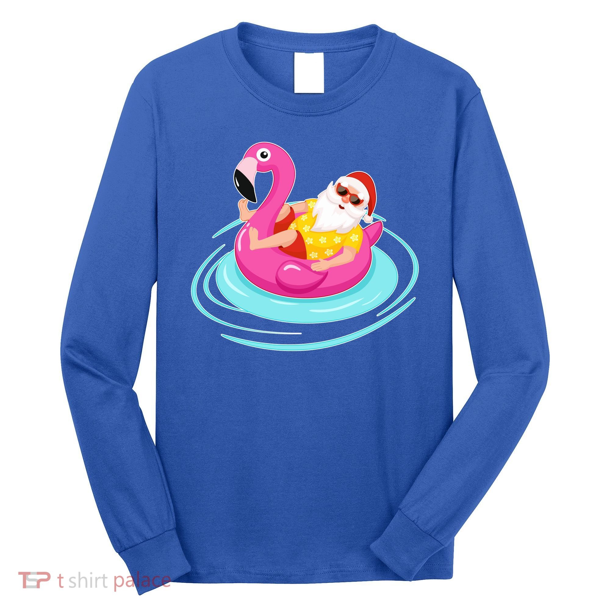 Pool Party Santa Christmas in July Long Sleeve Shirt