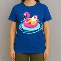 Pool Party Santa Christmas in July T-Shirt thumb 4