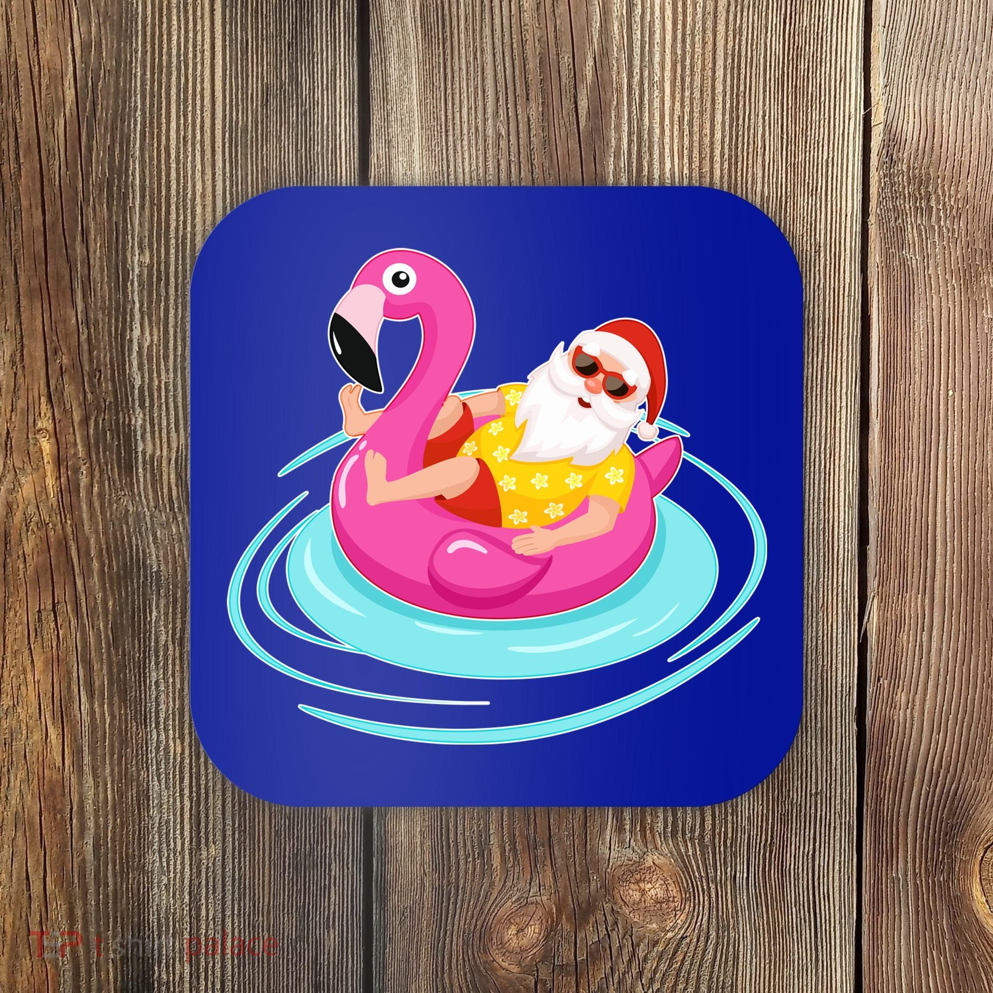 Pool Party Santa Christmas in July Coaster