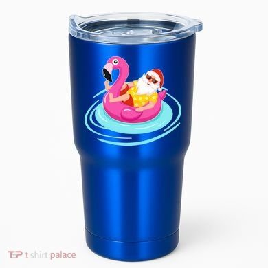 Pool Party Santa Christmas in July Tumbler
