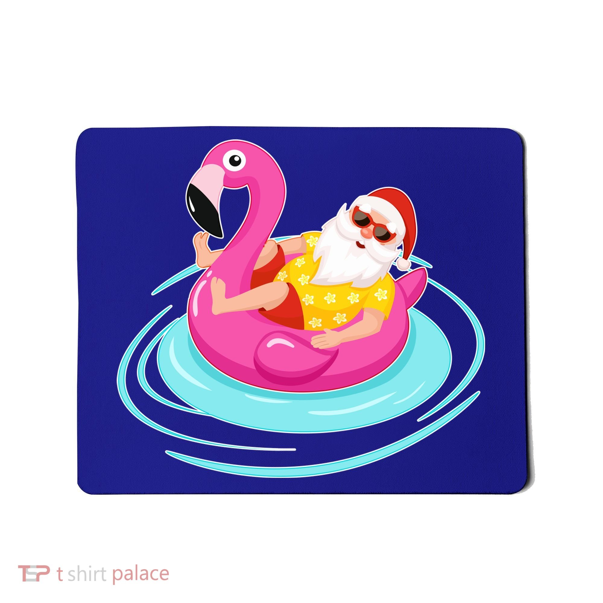 Pool Party Santa Christmas in July Mousepad