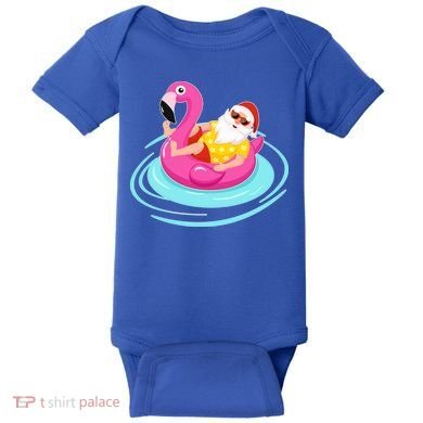 Pool Party Santa Christmas in July Baby Bodysuit