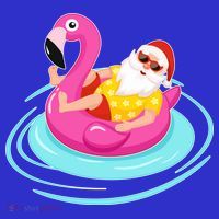 Pool Party Santa Christmas in July Baby Bodysuit thumb 2