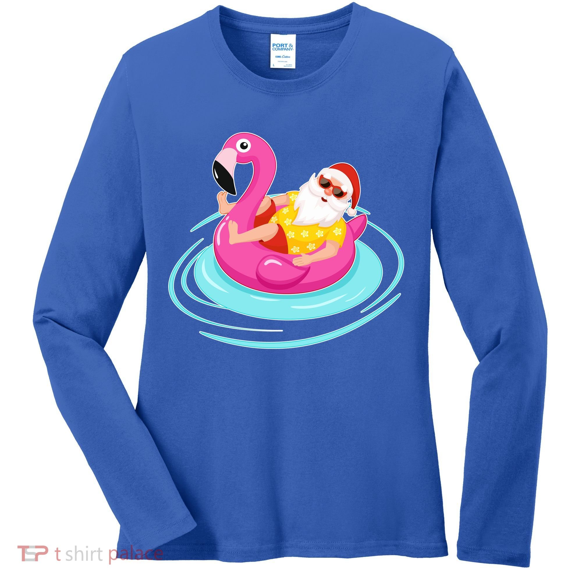 Pool Party Santa Christmas in July Women's Long Sleeve Shirt