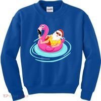 Pool Party Santa Christmas in July Kids Sweatshirt thumb 0