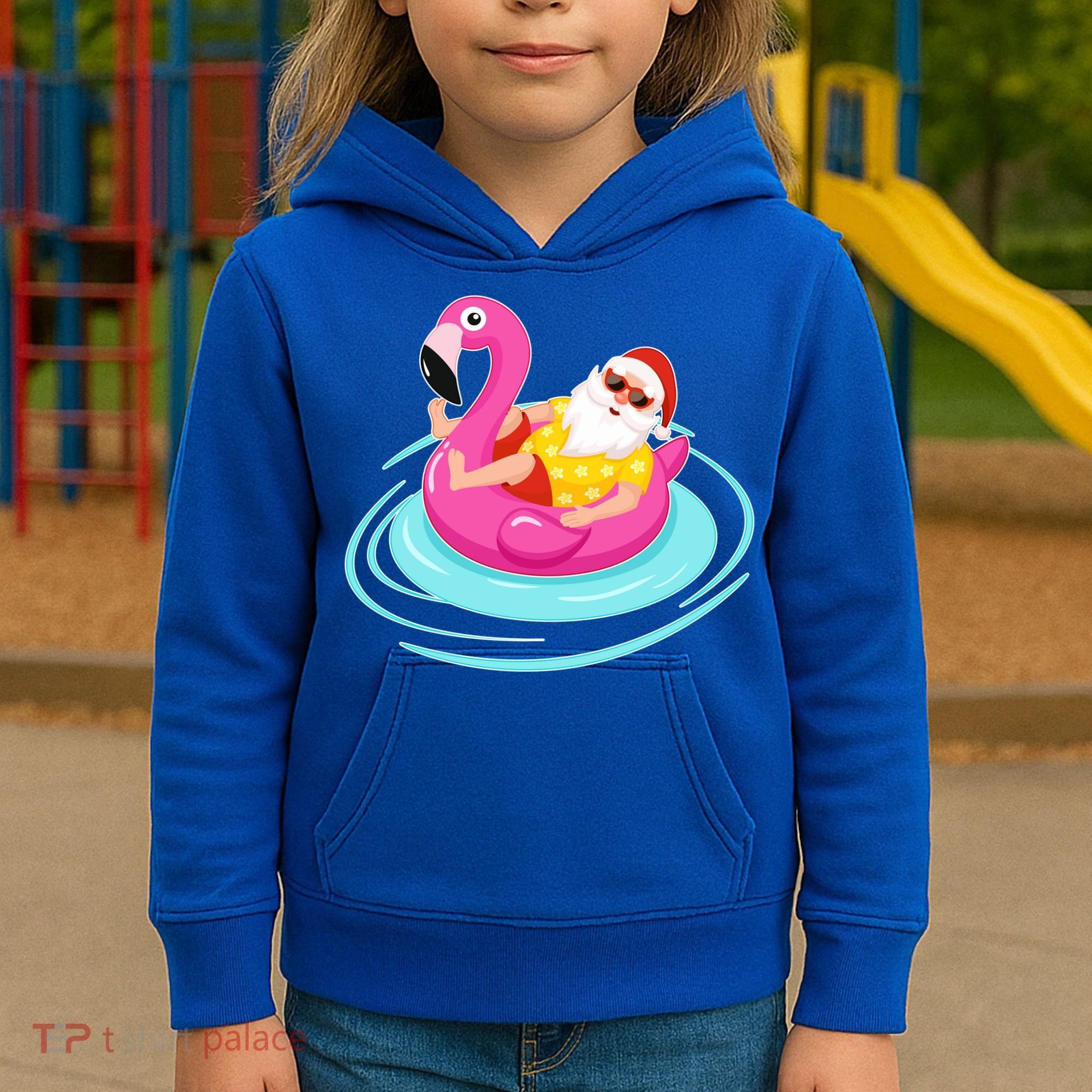 Pool Party Santa Christmas in July Kids Hoodie