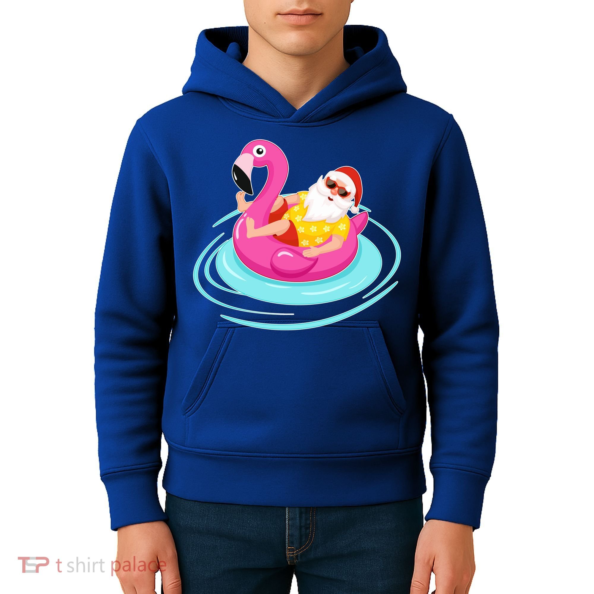 Pool Party Santa Christmas in July Kids Hoodie