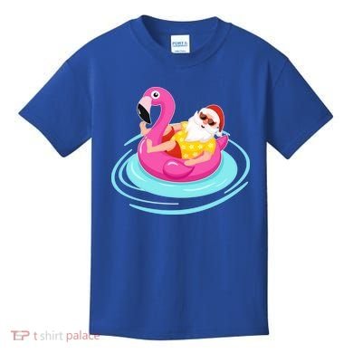 Pool Party Santa Christmas in July Kids T-Shirt