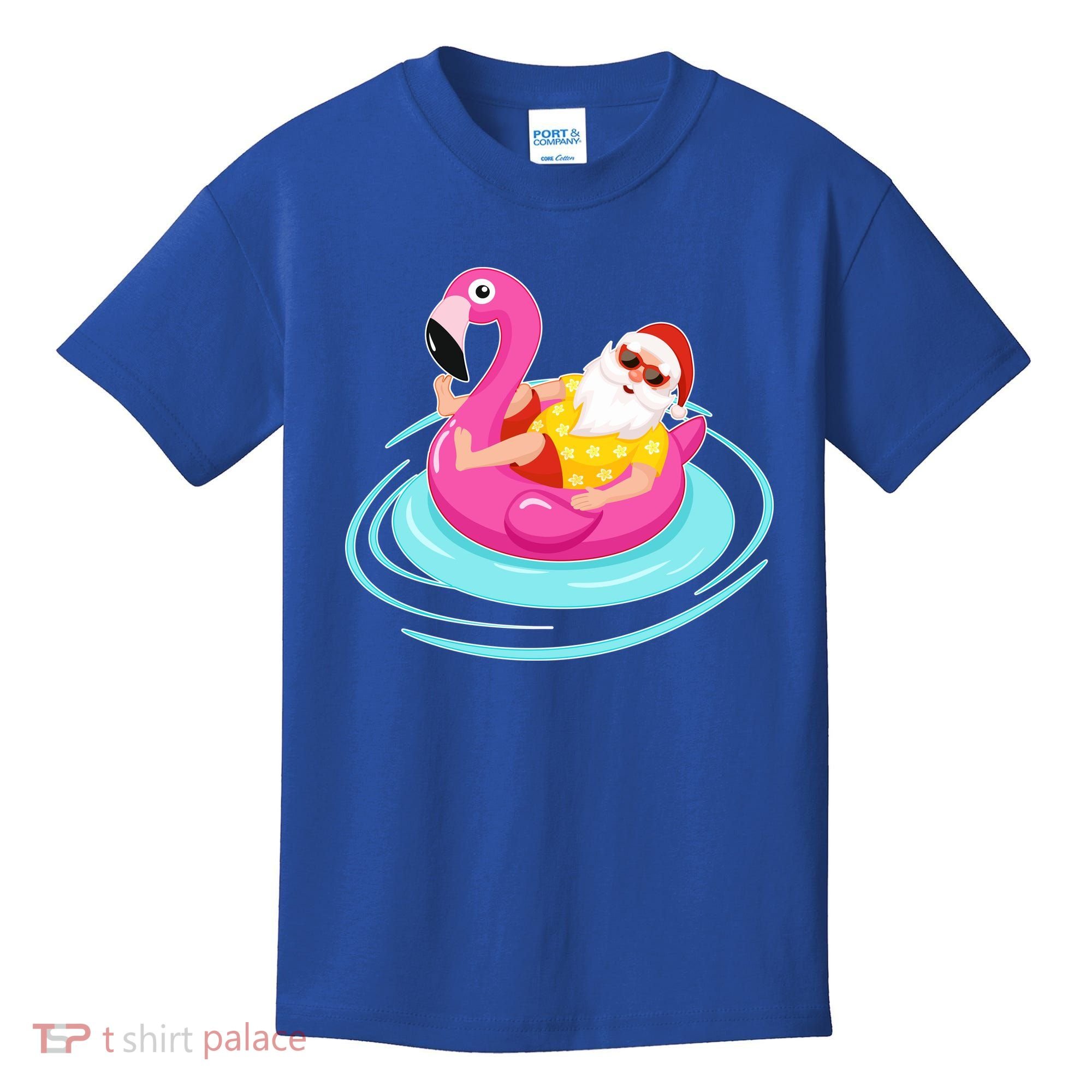 Pool Party Santa Christmas in July Kids T-Shirt