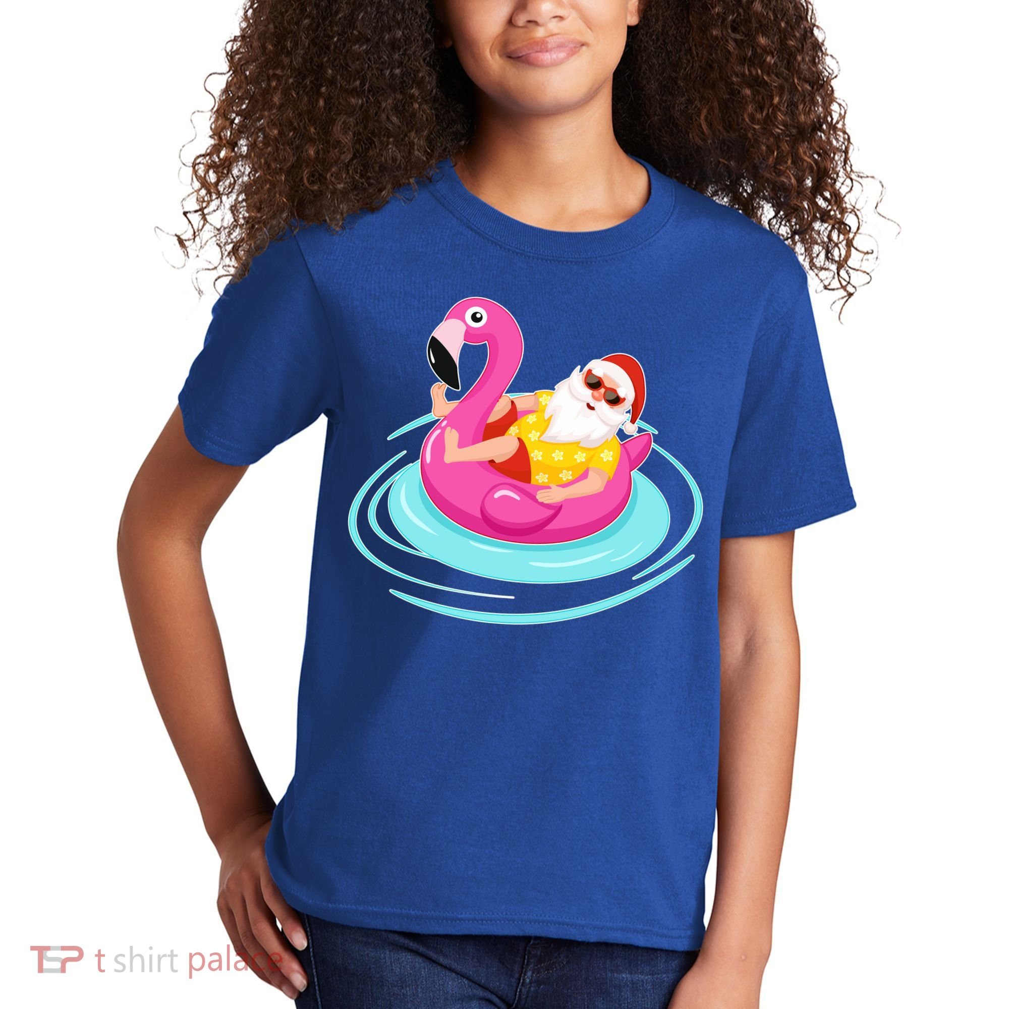 Pool Party Santa Christmas in July Kids T-Shirt