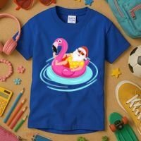Pool Party Santa Christmas in July Kids T-Shirt thumb 3