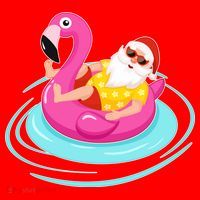 Pool Party Santa Christmas in July Santa Hat thumb 1