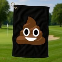 Poop Emoji Smiley Face Logo Golf Towel thumb 1