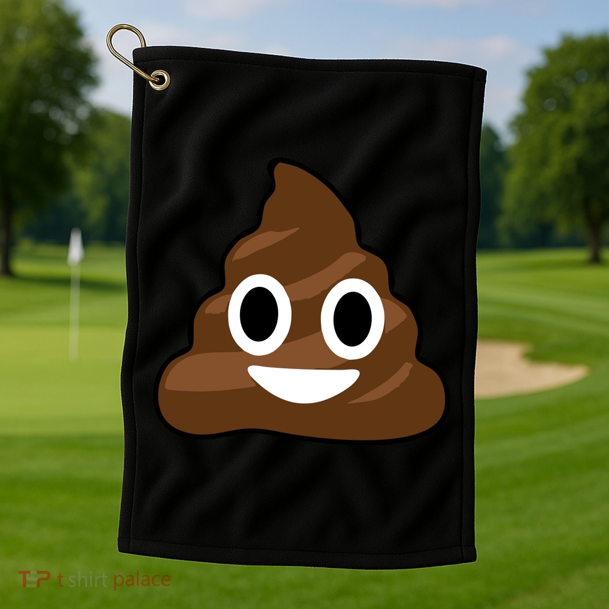 Poop Emoji Smiley Face Logo Golf Towel
