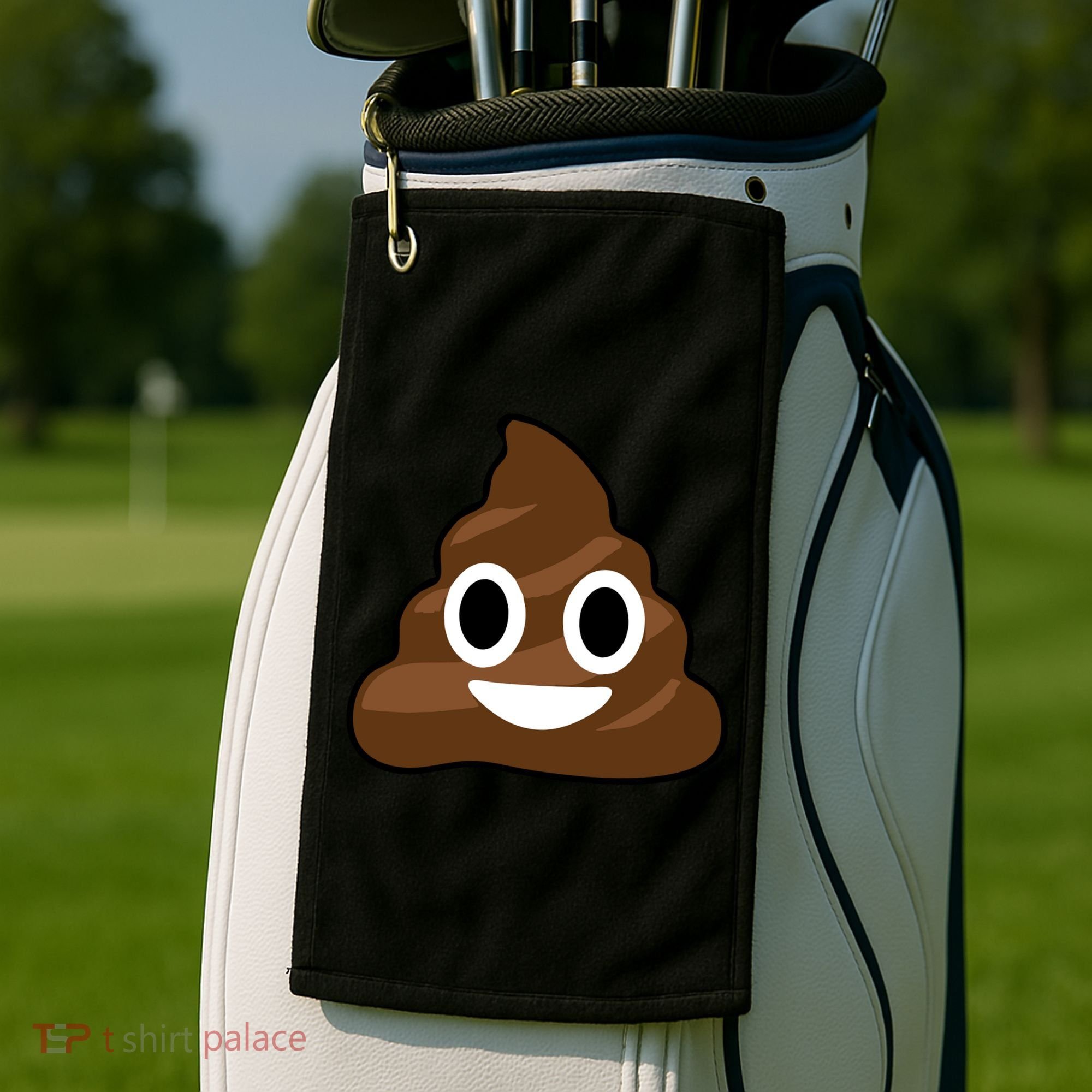 Poop Emoji Smiley Face Logo Golf Towel